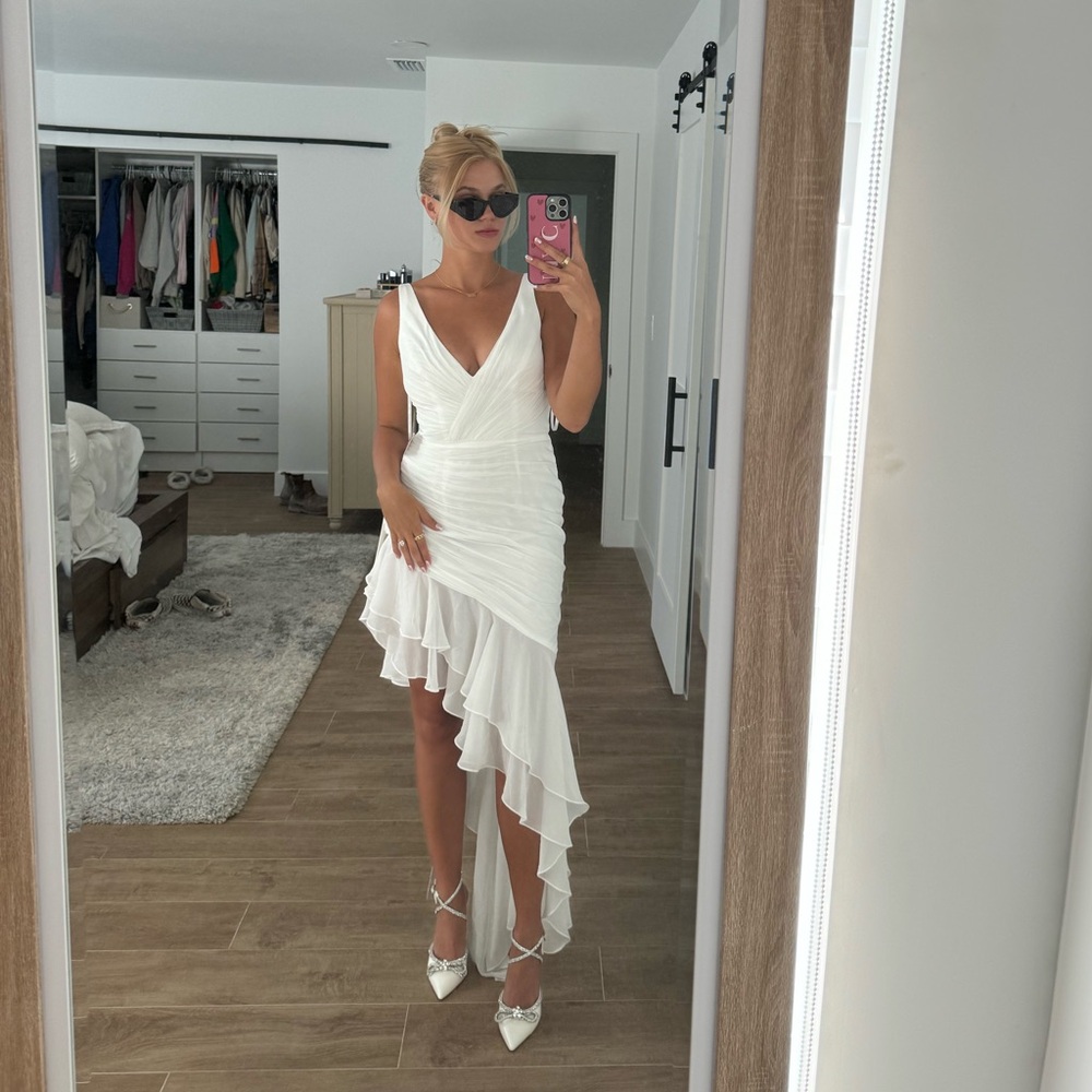 Mac Duggal Asymmetrical White Bridal Dress